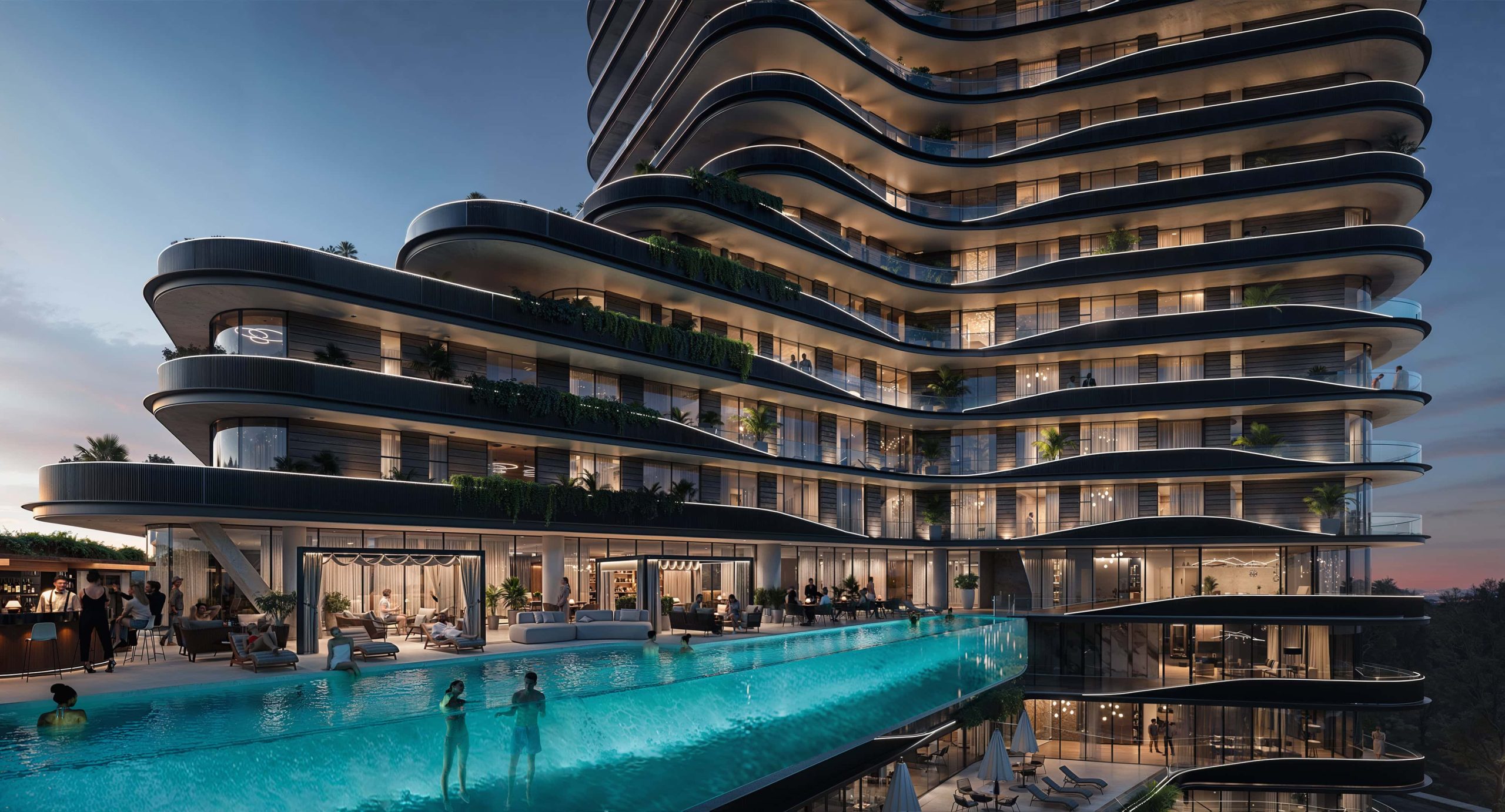 Aspire Waterfall tower exterior